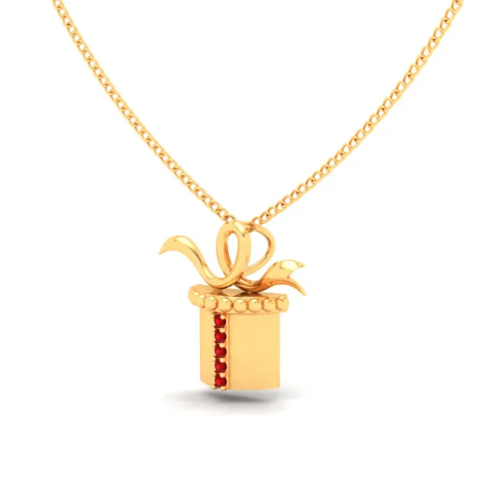 14k Dainty Gift Shaped Gold Pendant From Amazea Collection