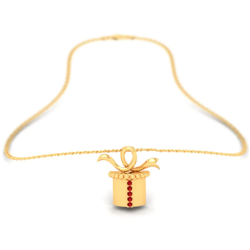 14k Dainty Gift Shaped Gold Pendant From Amazea Collection