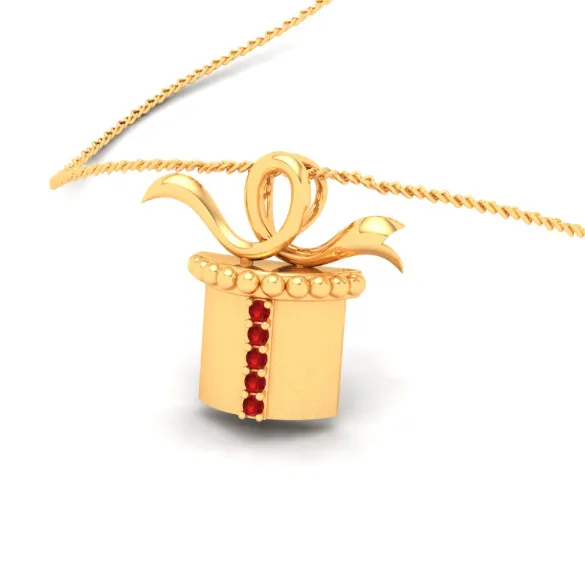 14k Dainty Gift Shaped Gold Pendant From Amazea Collection