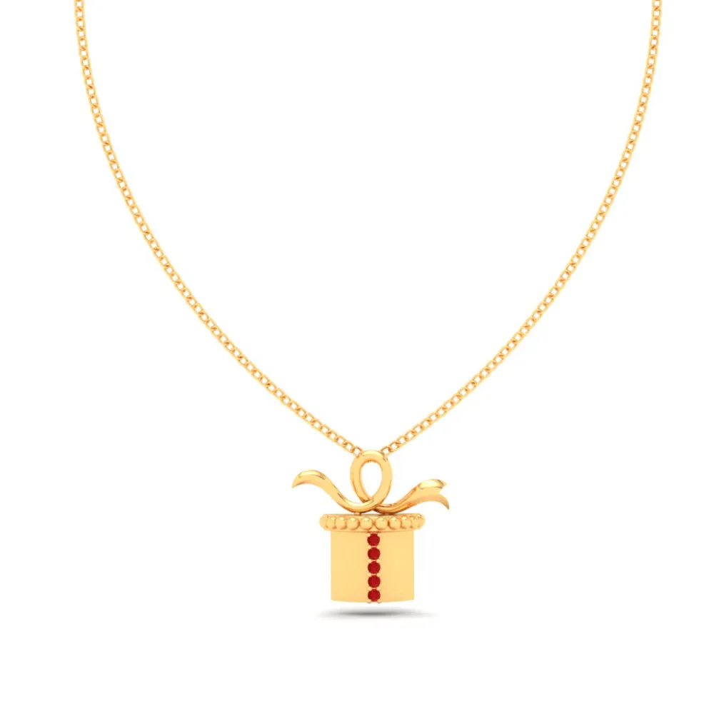 14k Dainty Gift Shaped Gold Pendant From Amazea Collection