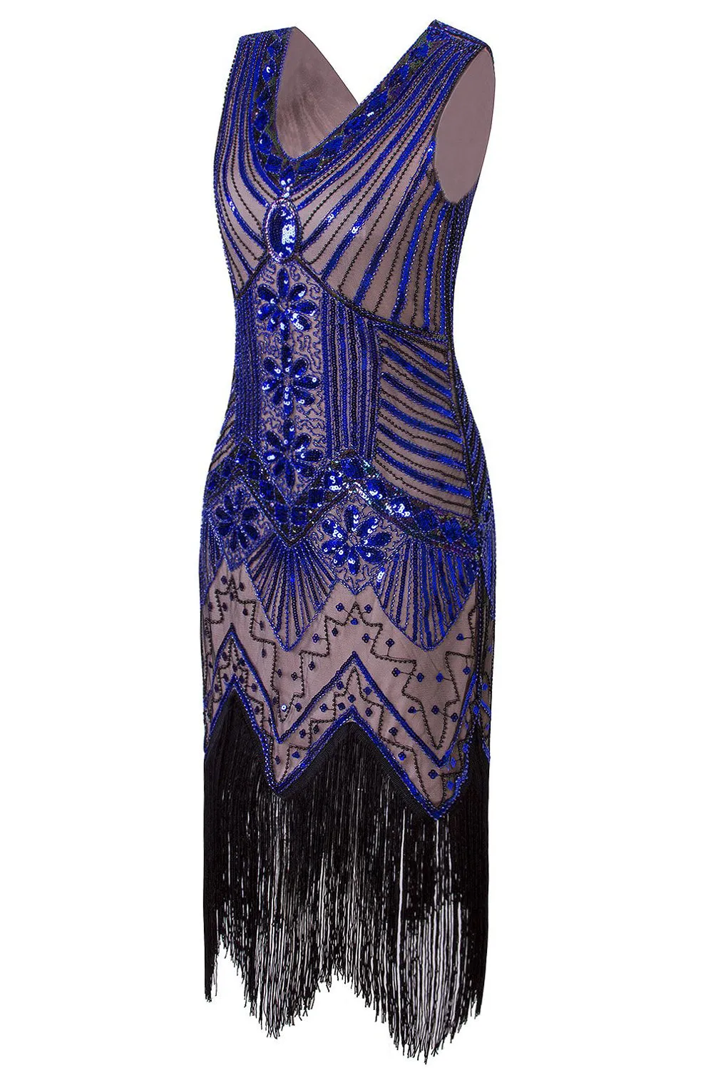 1920s Vintage Royal Blue Sequin Flapper Dress