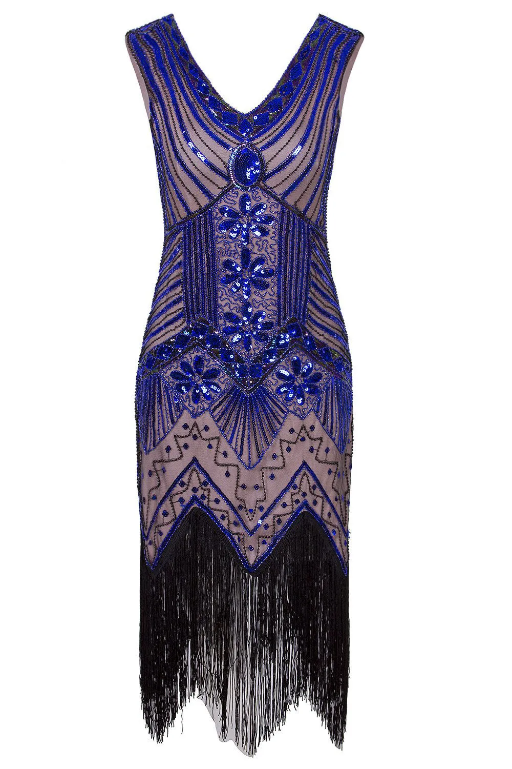 1920s Vintage Royal Blue Sequin Flapper Dress