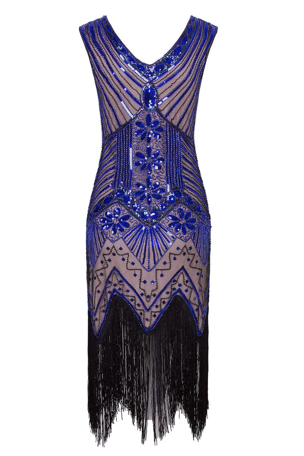 1920s Vintage Royal Blue Sequin Flapper Dress