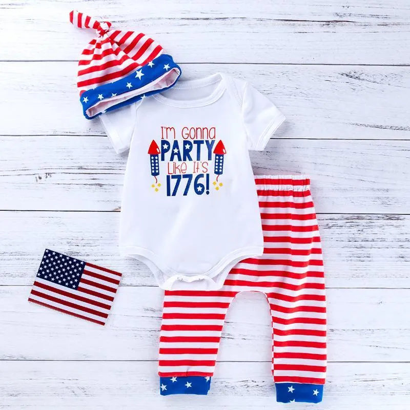 3-piece Letter Pattern Bodysuit & Pants & Hat for Baby Boy Wholesale children's clothing