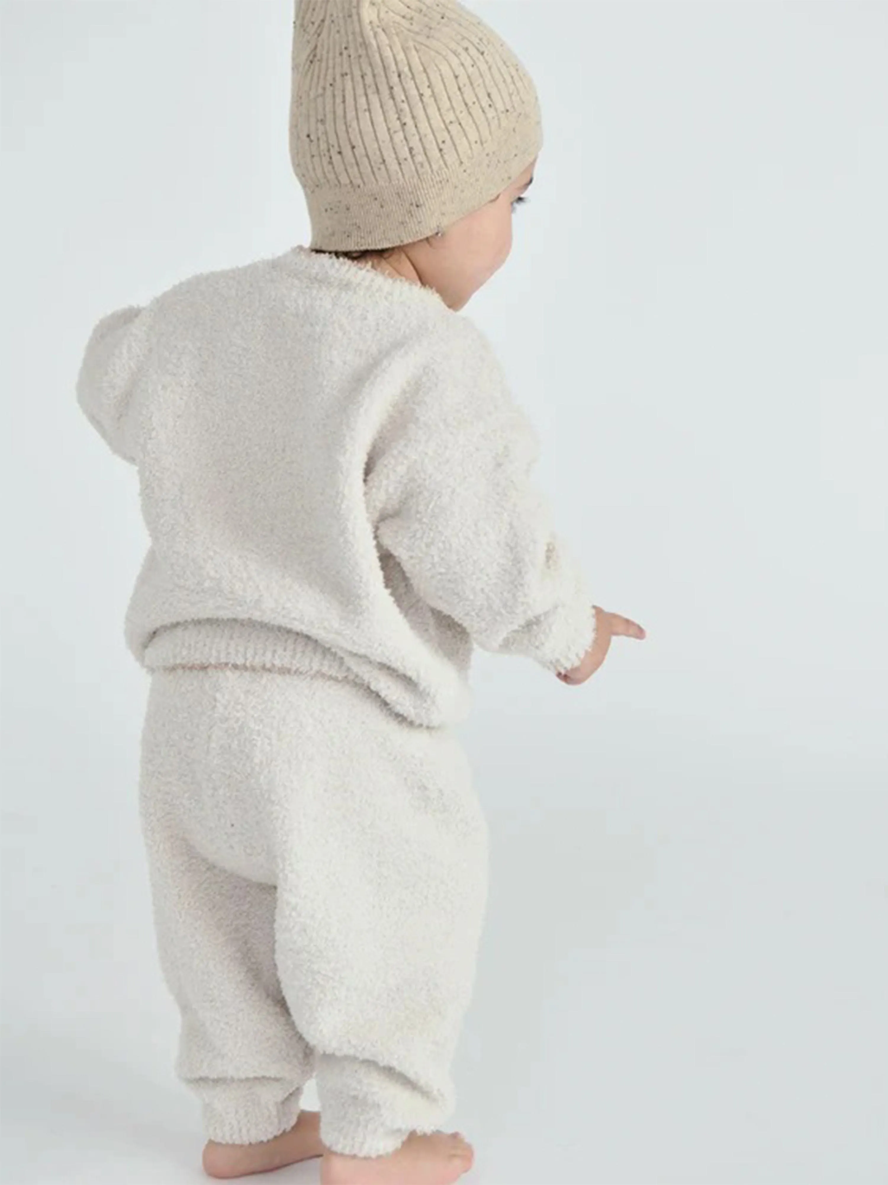 7AM Enfant Baby Fuzzy Boxy Sweater in Ivory