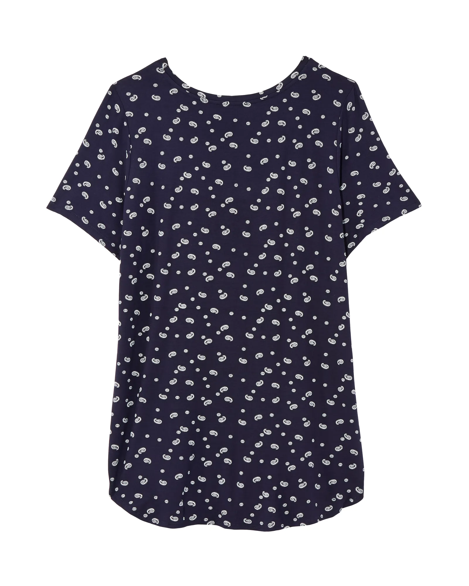 Adelene Round Hem Tee | Navy / Ivory