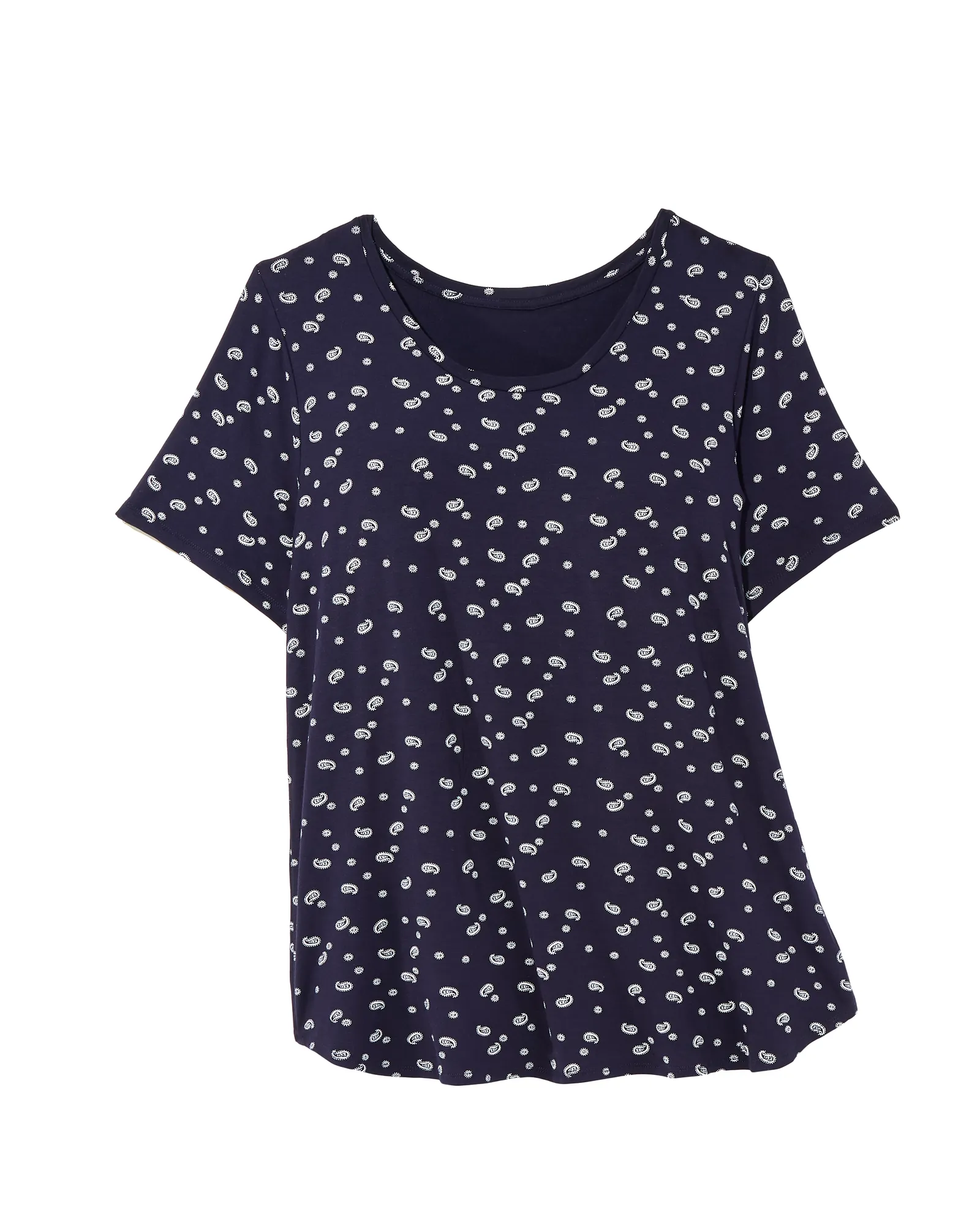 Adelene Round Hem Tee | Navy / Ivory