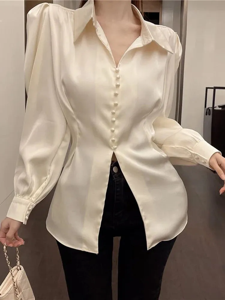 Aiertu Office Ladies Blazer Jacket Women Turn Down Collar Single Breasted Korean Casual White Vintage Outerwear Stylish Tops