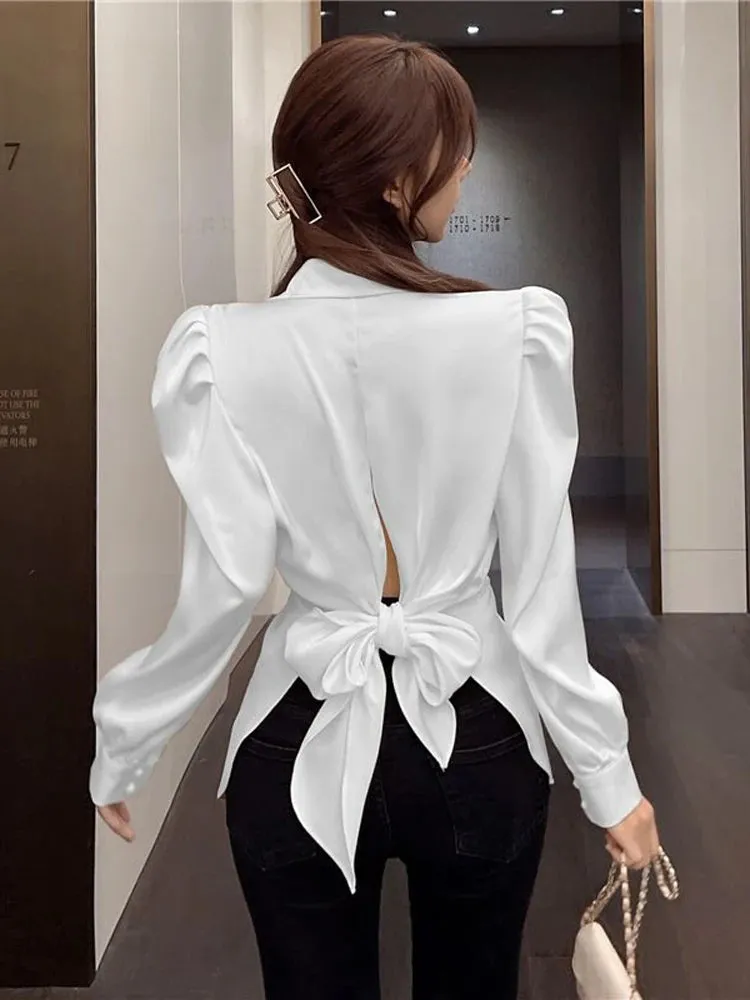 Aiertu Office Ladies Blazer Jacket Women Turn Down Collar Single Breasted Korean Casual White Vintage Outerwear Stylish Tops