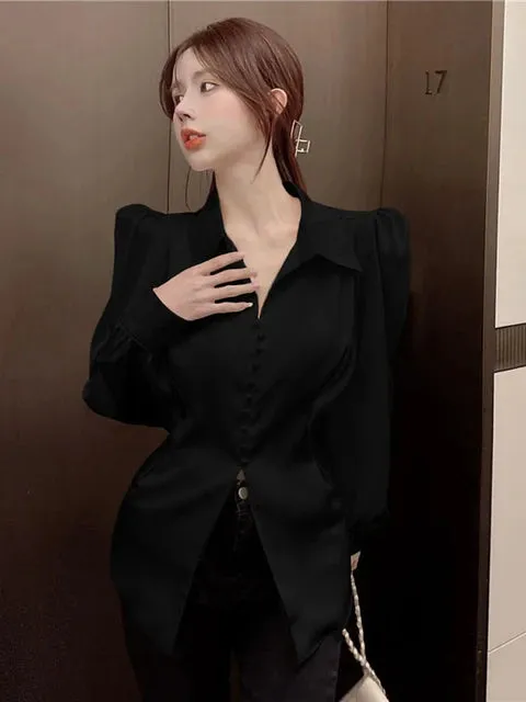 Aiertu Office Ladies Blazer Jacket Women Turn Down Collar Single Breasted Korean Casual White Vintage Outerwear Stylish Tops