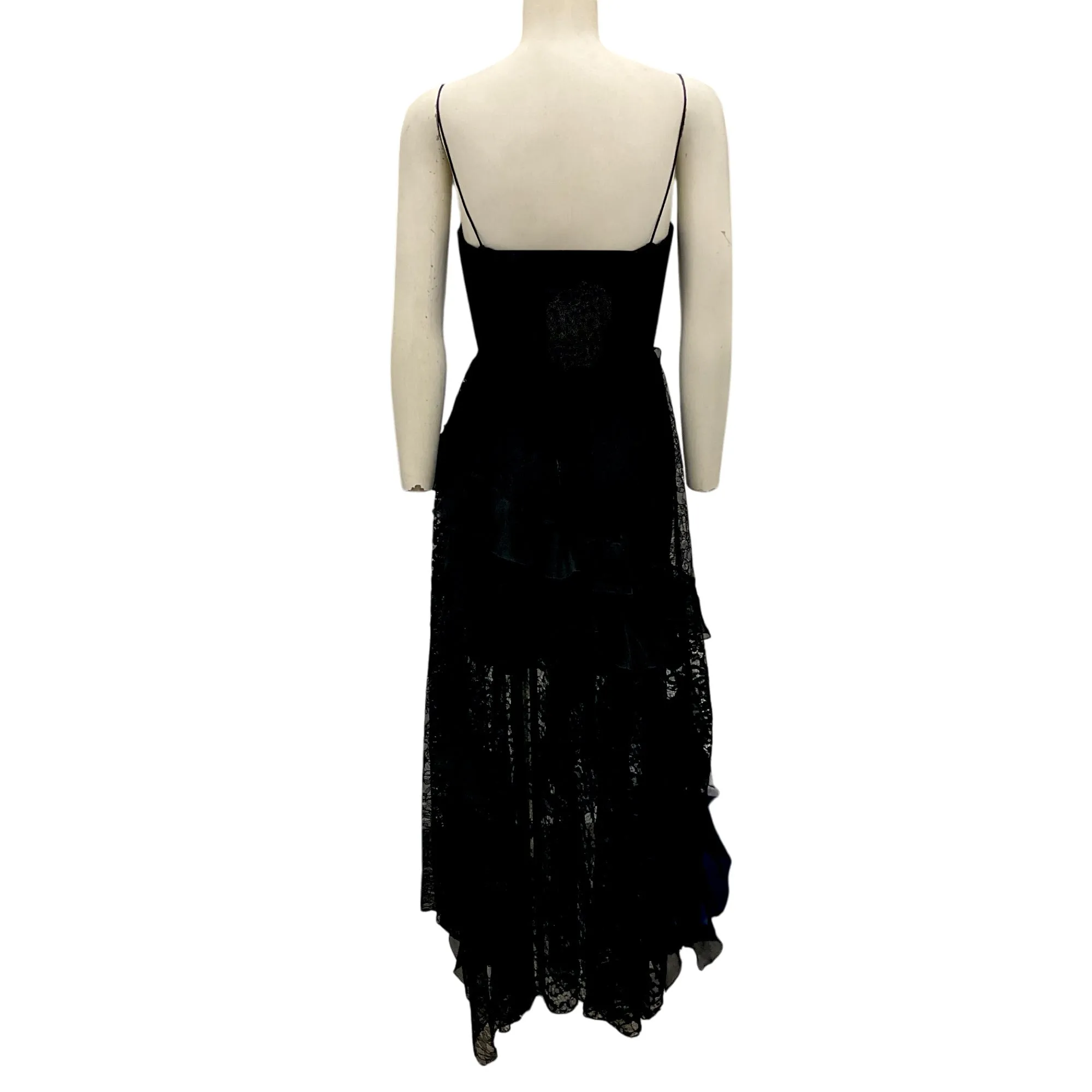 Alice   Olivia Black Jemma Lace Asymmetric Corset Dress