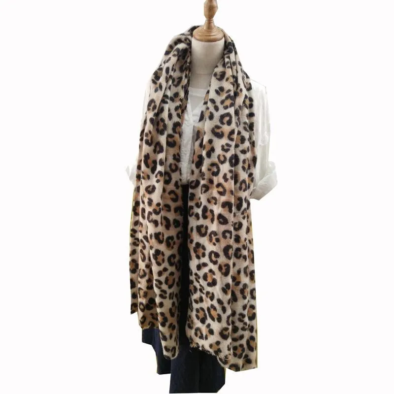 animal leopard print winter warm  blanket scarf shawl dark color