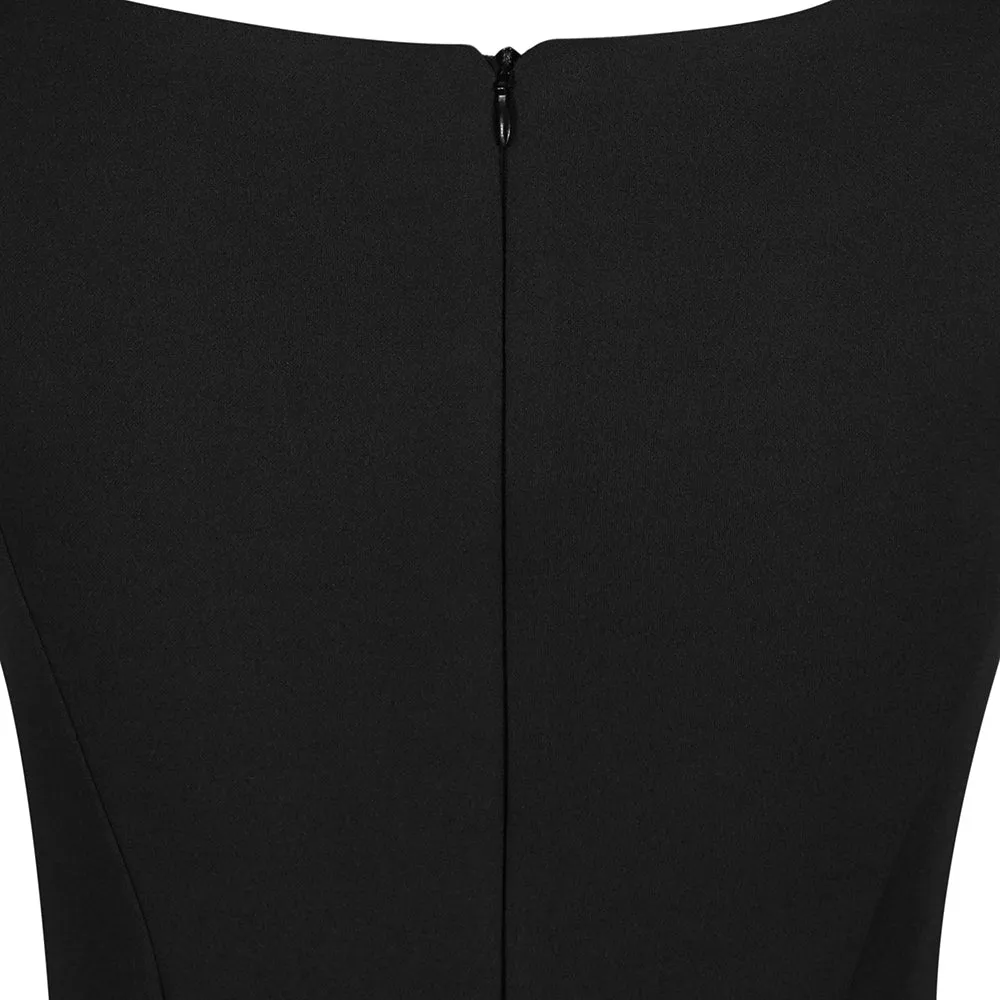 Black Sleeveless 1940s Hollywood Style Bodycon Wiggle Dress