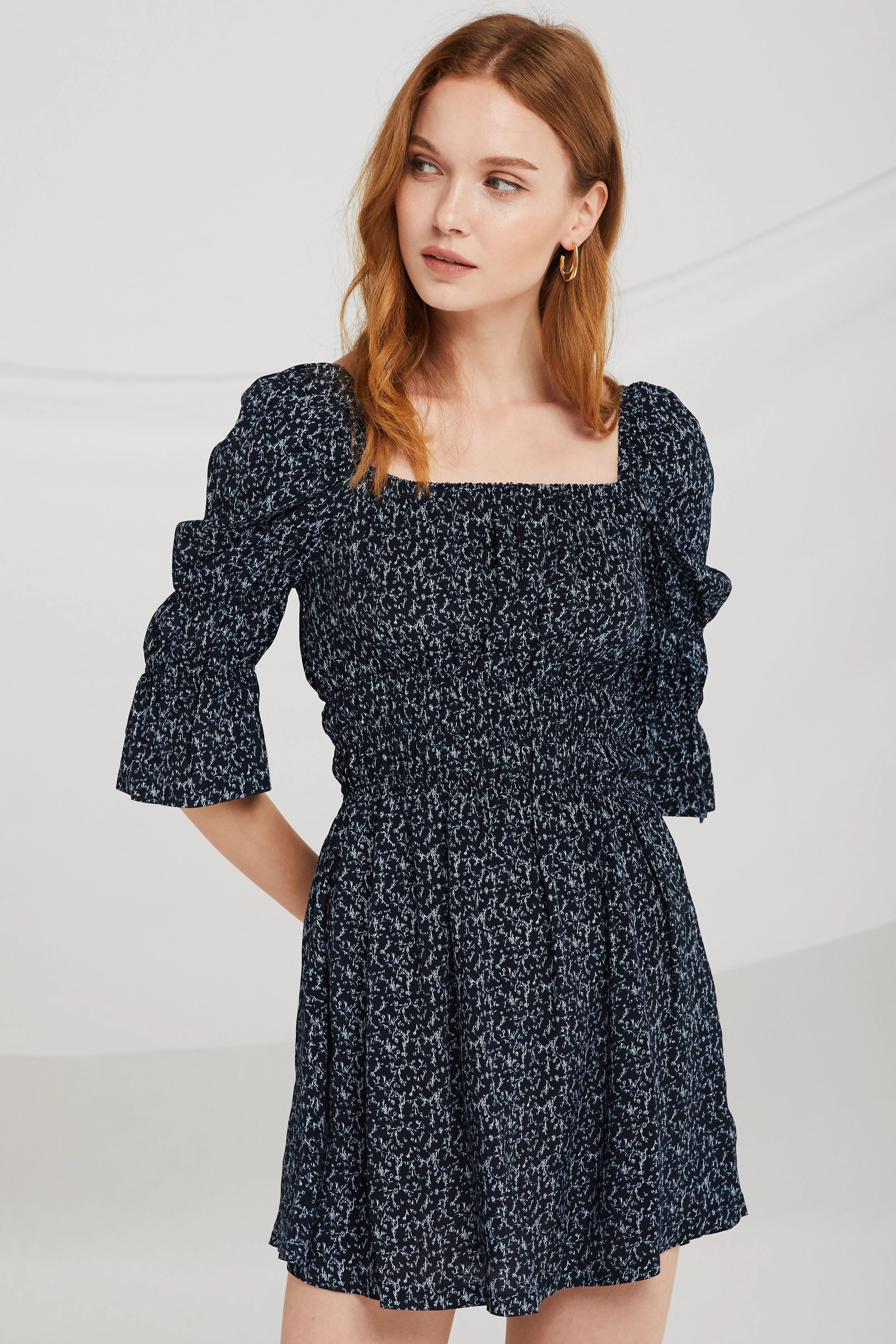 Bria Floral Smocked Puff Sleeve Dress