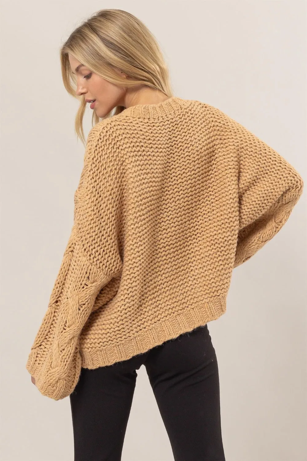 Cable Knit V-Neck Sweater