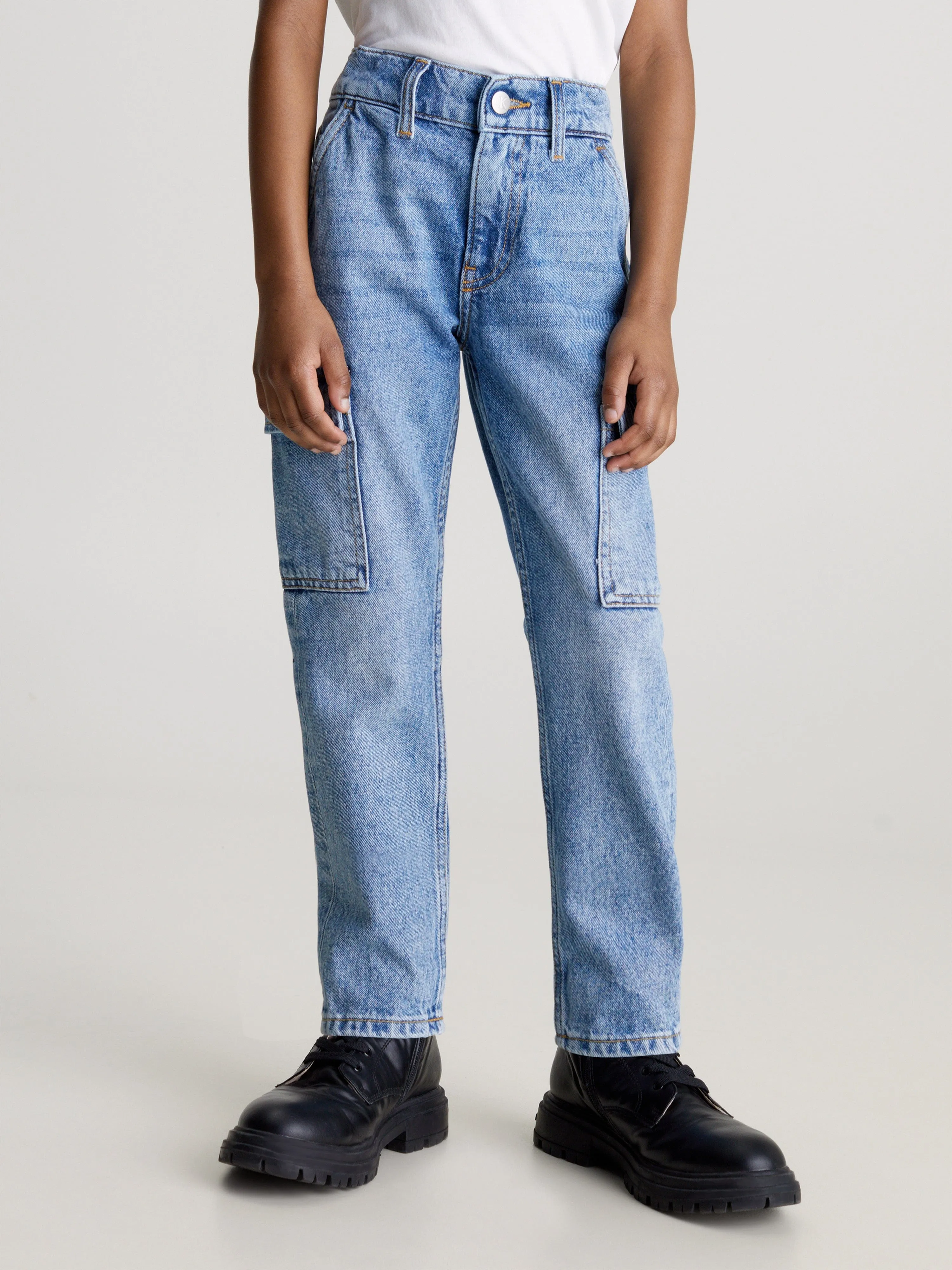 Calvin Klein Boys Dad Iconic Denim Jeans in Blue