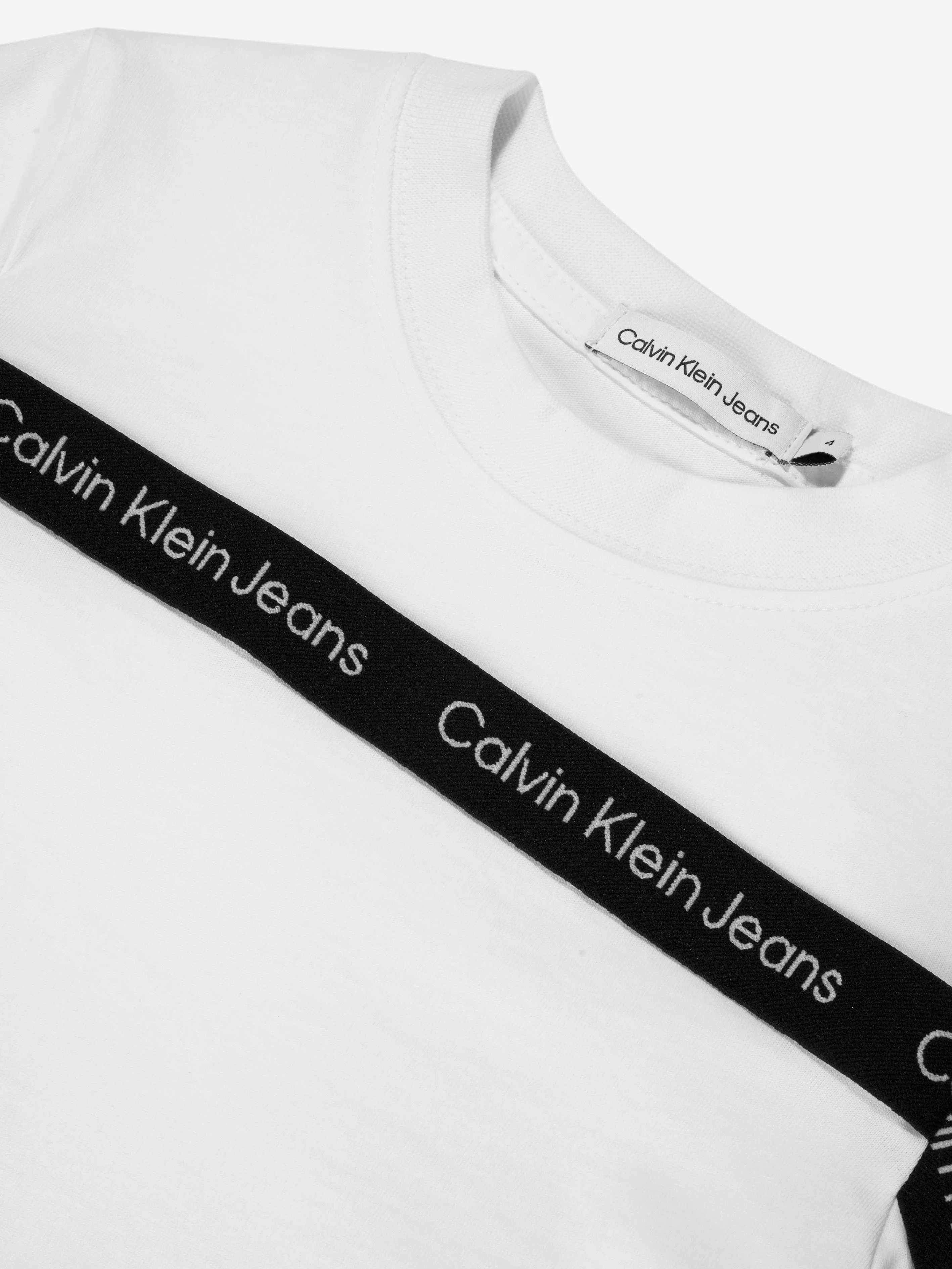 Calvin Klein Boys Logo Tape T-Shirt in White