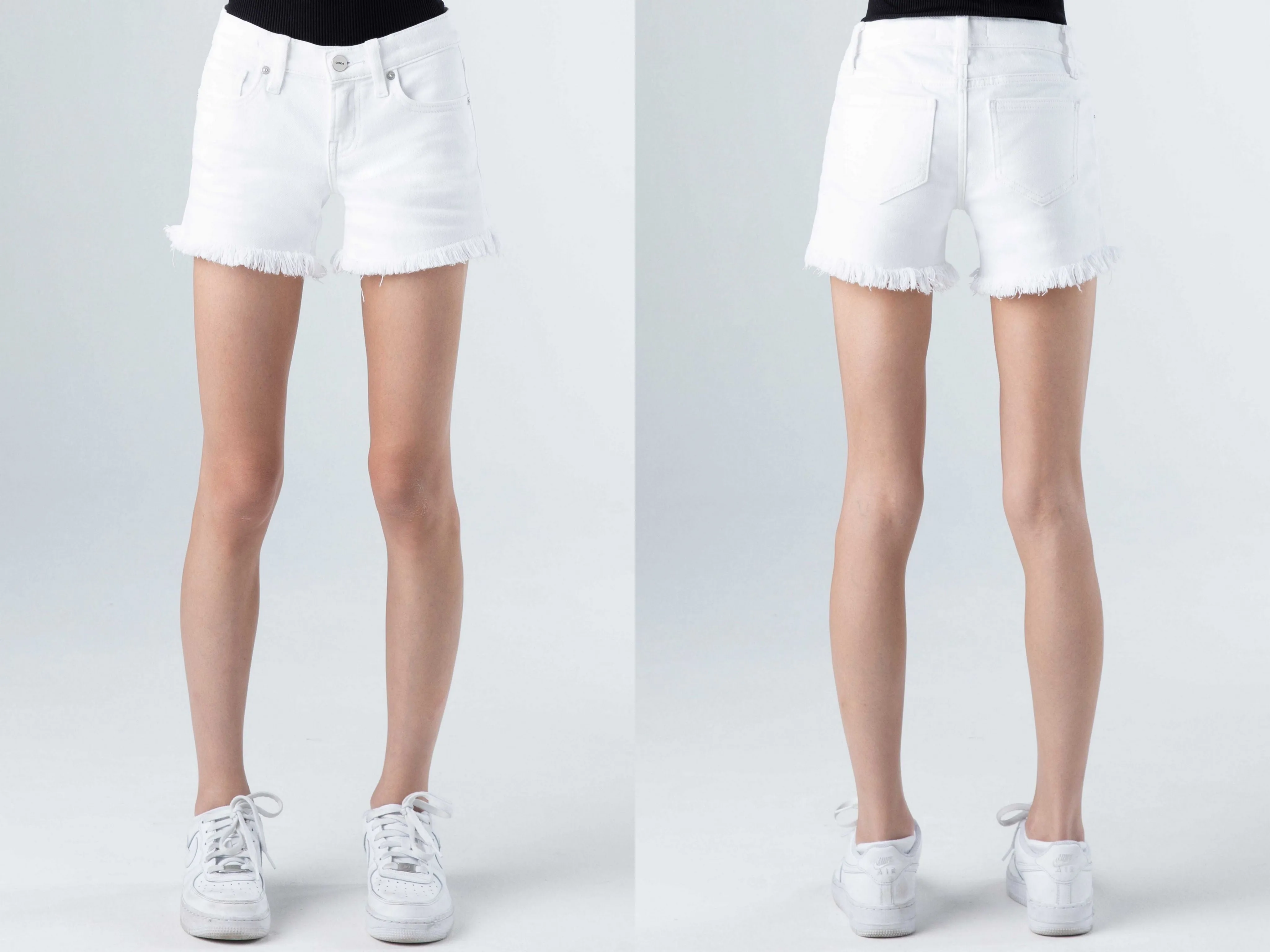 Ceros Girls White Fray Hem Shorts