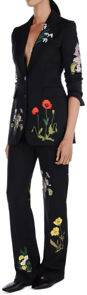 'Charlene' Floral Embroidered Blazer/Jacket & Pant Set