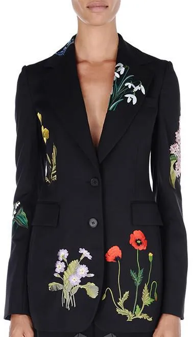 'Charlene' Floral Embroidered Blazer/Jacket & Pant Set