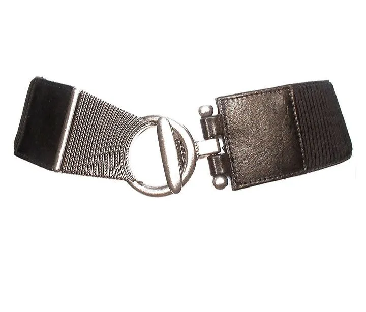 CIRCLE LEATHER ELASTIC TOGGLE BELT