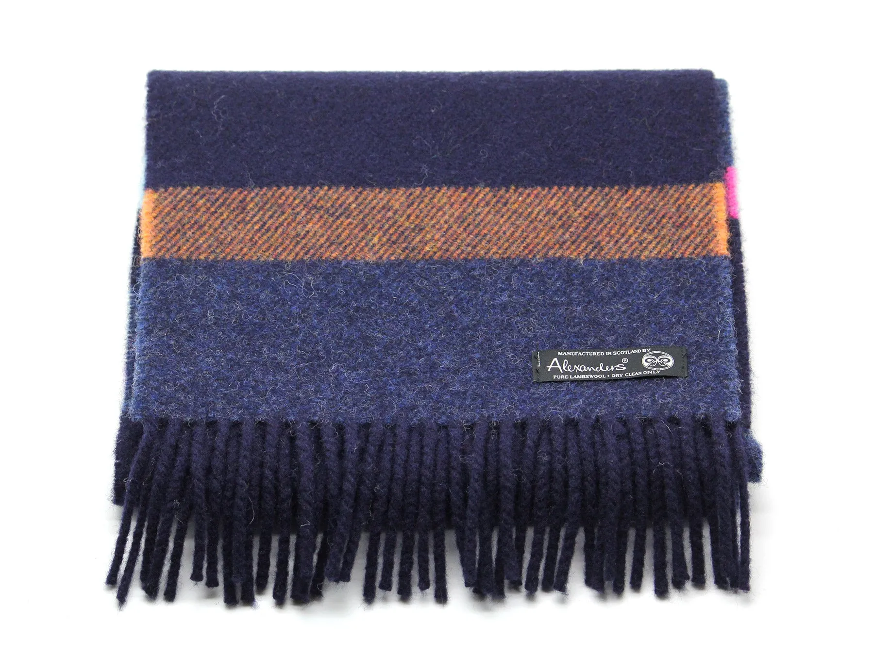 Cosy Blanket Scarf - Navy Orange Stripe