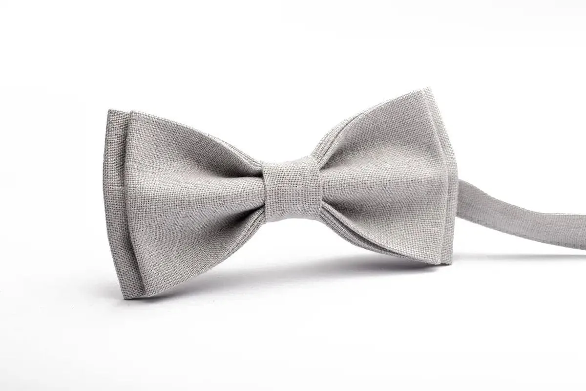 Dusty Grey Linen Bow Tie - Elegant Choice for Weddings and Groomsmen