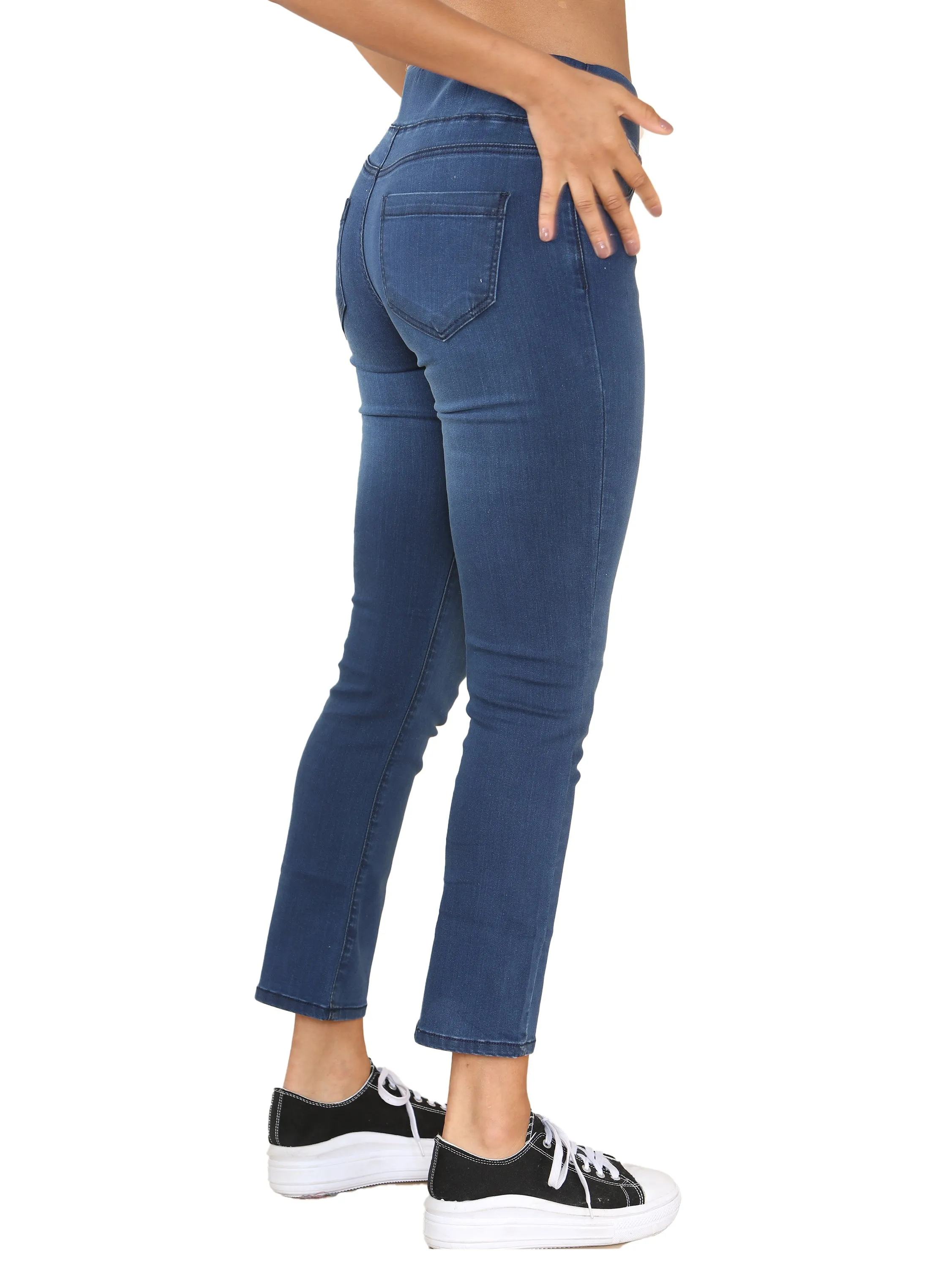 Enzo | Womens Wide Waist Jeans