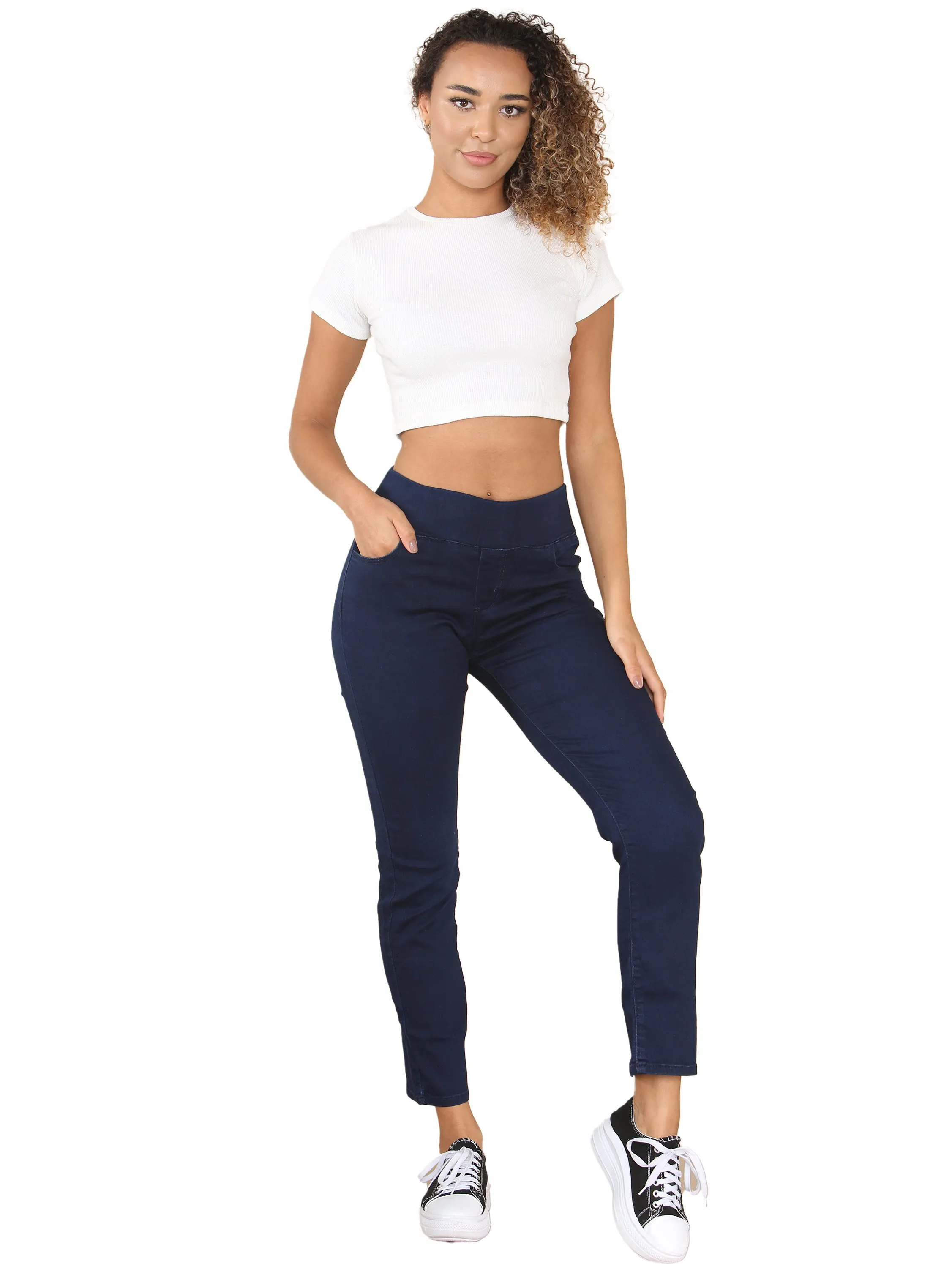 Enzo | Womens Wide Waist Jeans