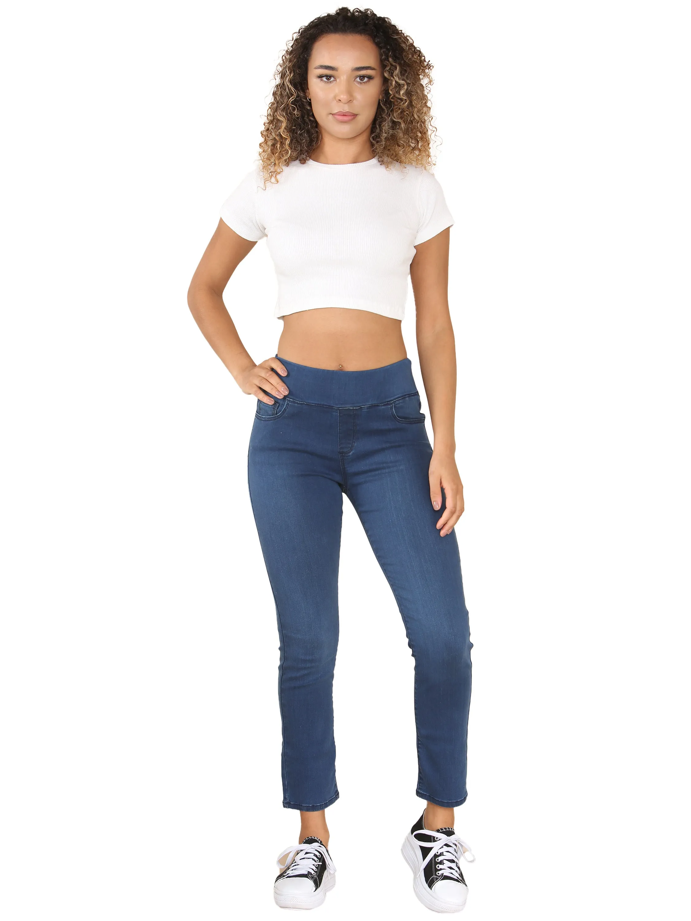 Enzo | Womens Wide Waist Jeans