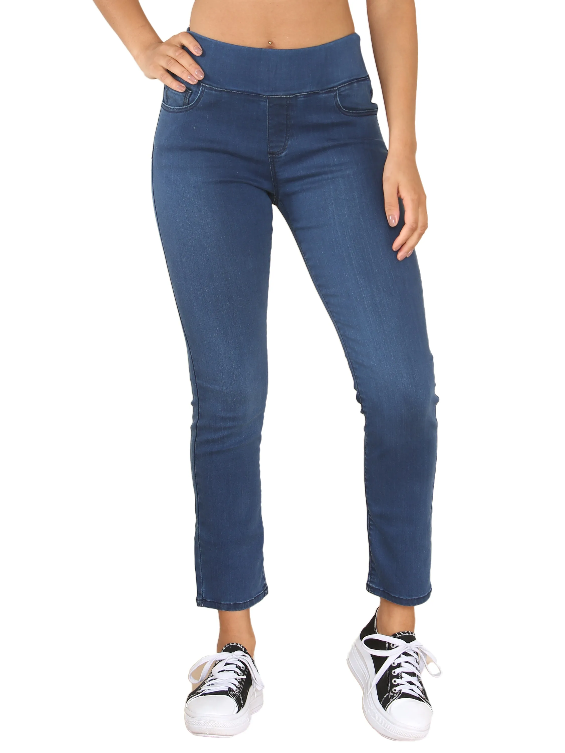 Enzo | Womens Wide Waist Jeans