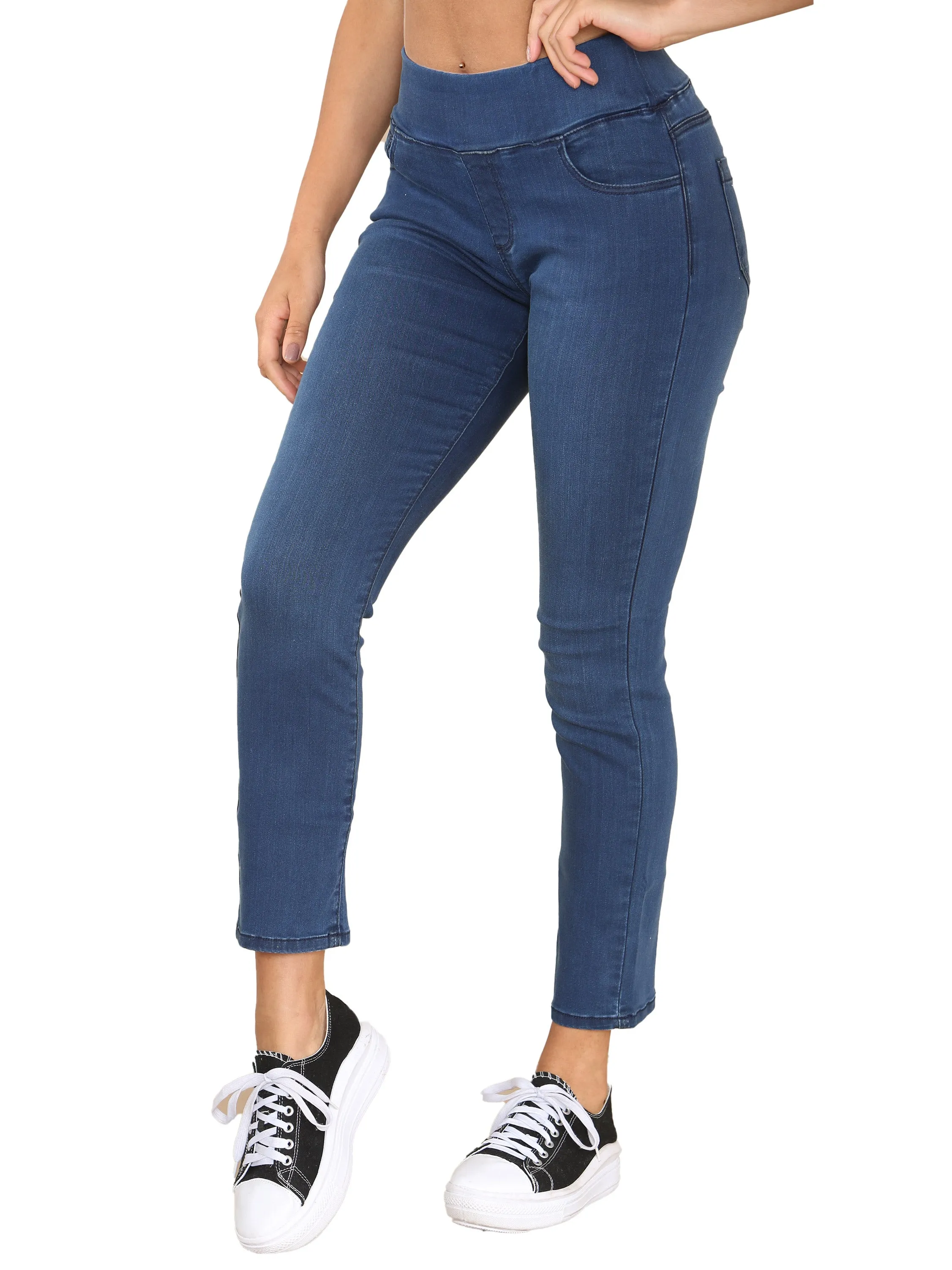 Enzo | Womens Wide Waist Jeans