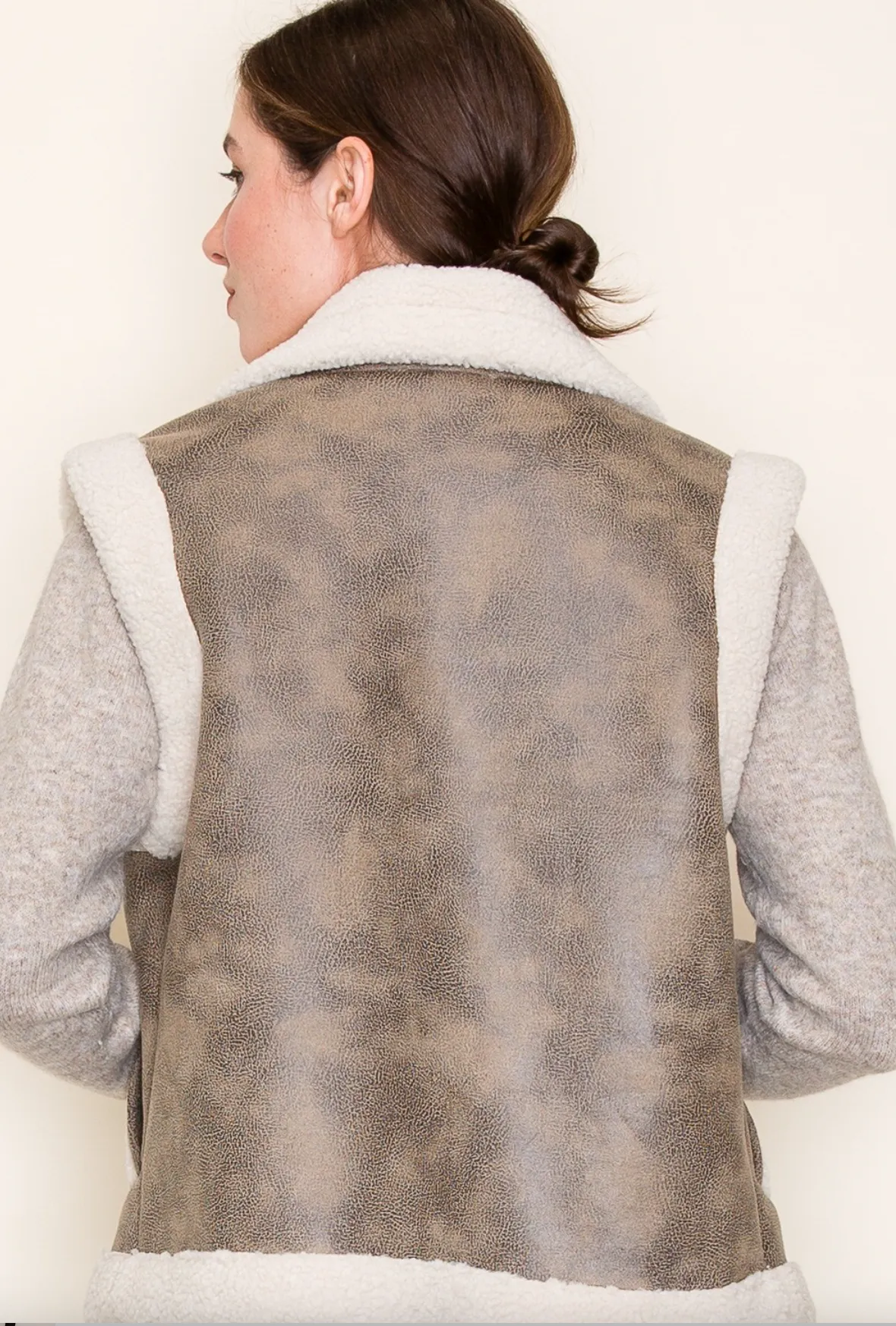 Faux Leather Sherpa Vest