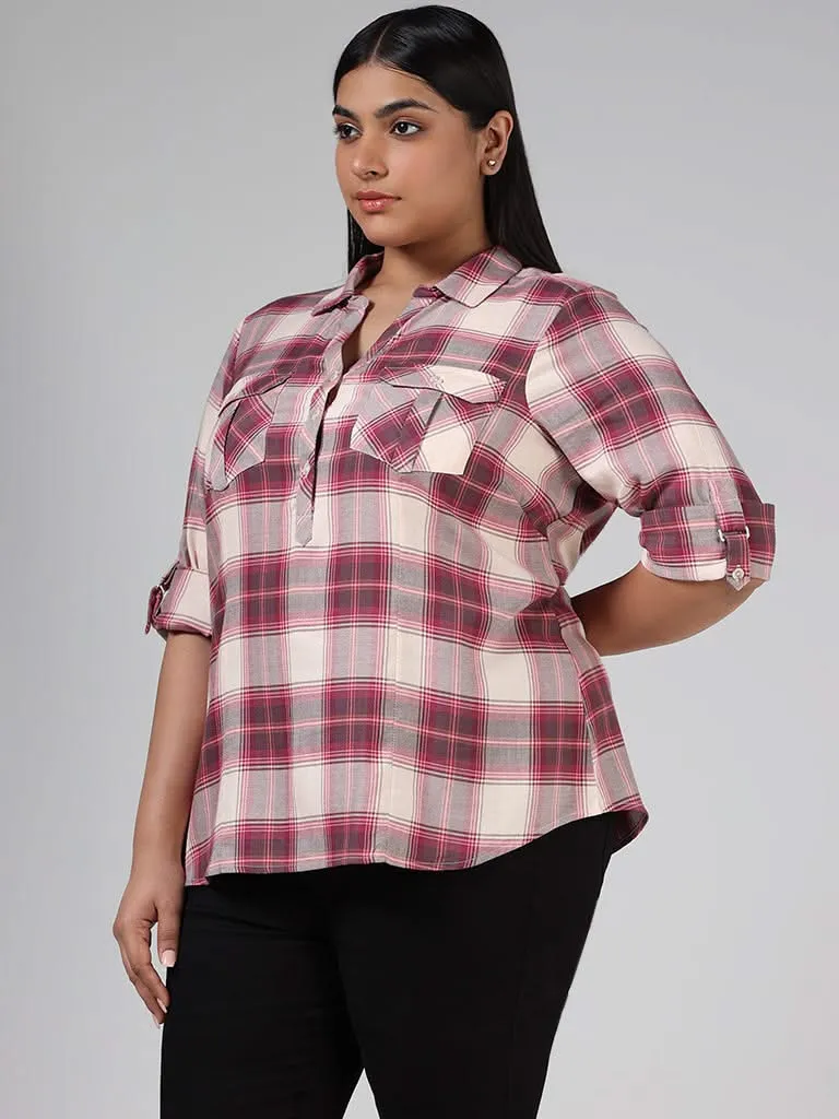 Gia Pink Classic Checked Blouse