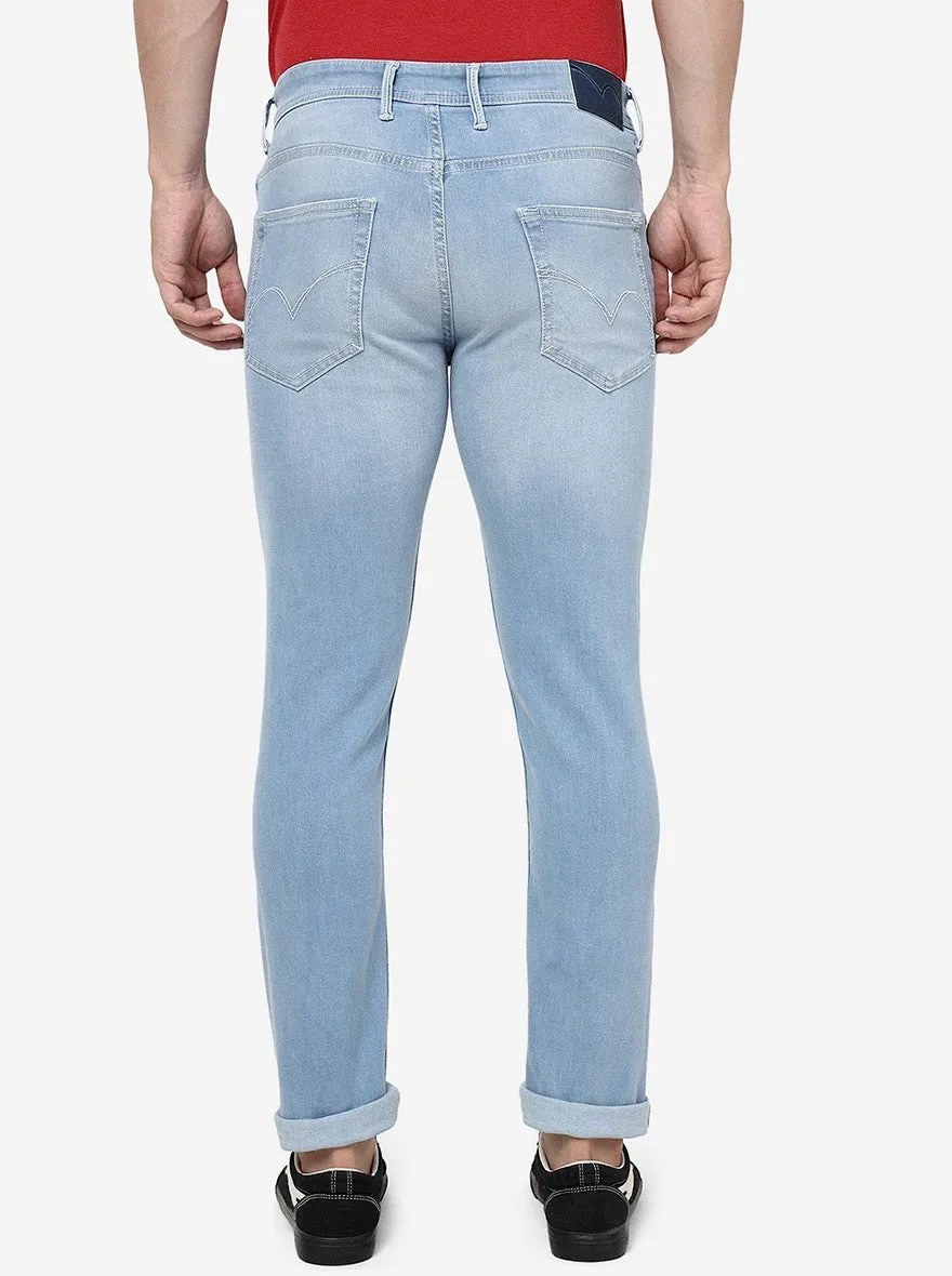 Ice Blue Solid Slim Fit Jeans | JadeBlue