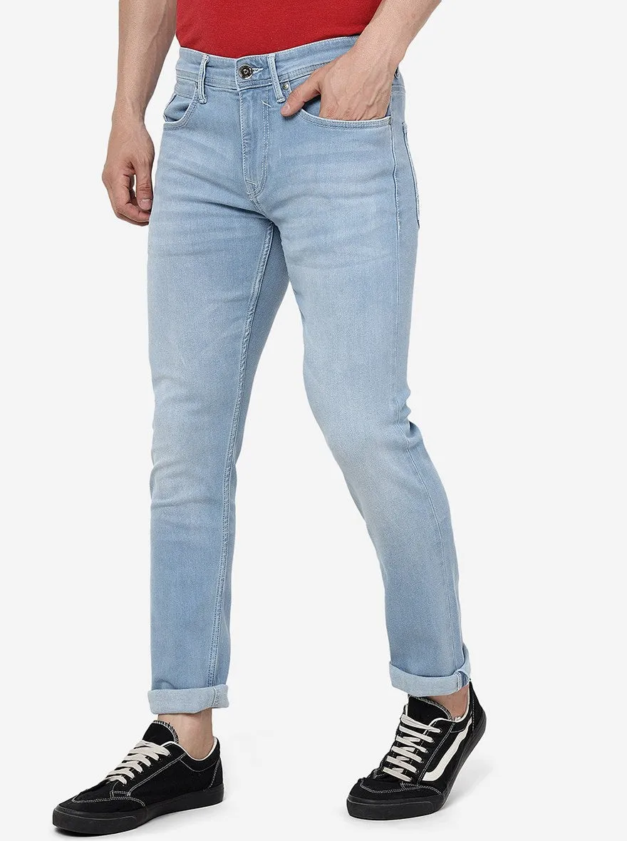 Ice Blue Solid Slim Fit Jeans | JadeBlue