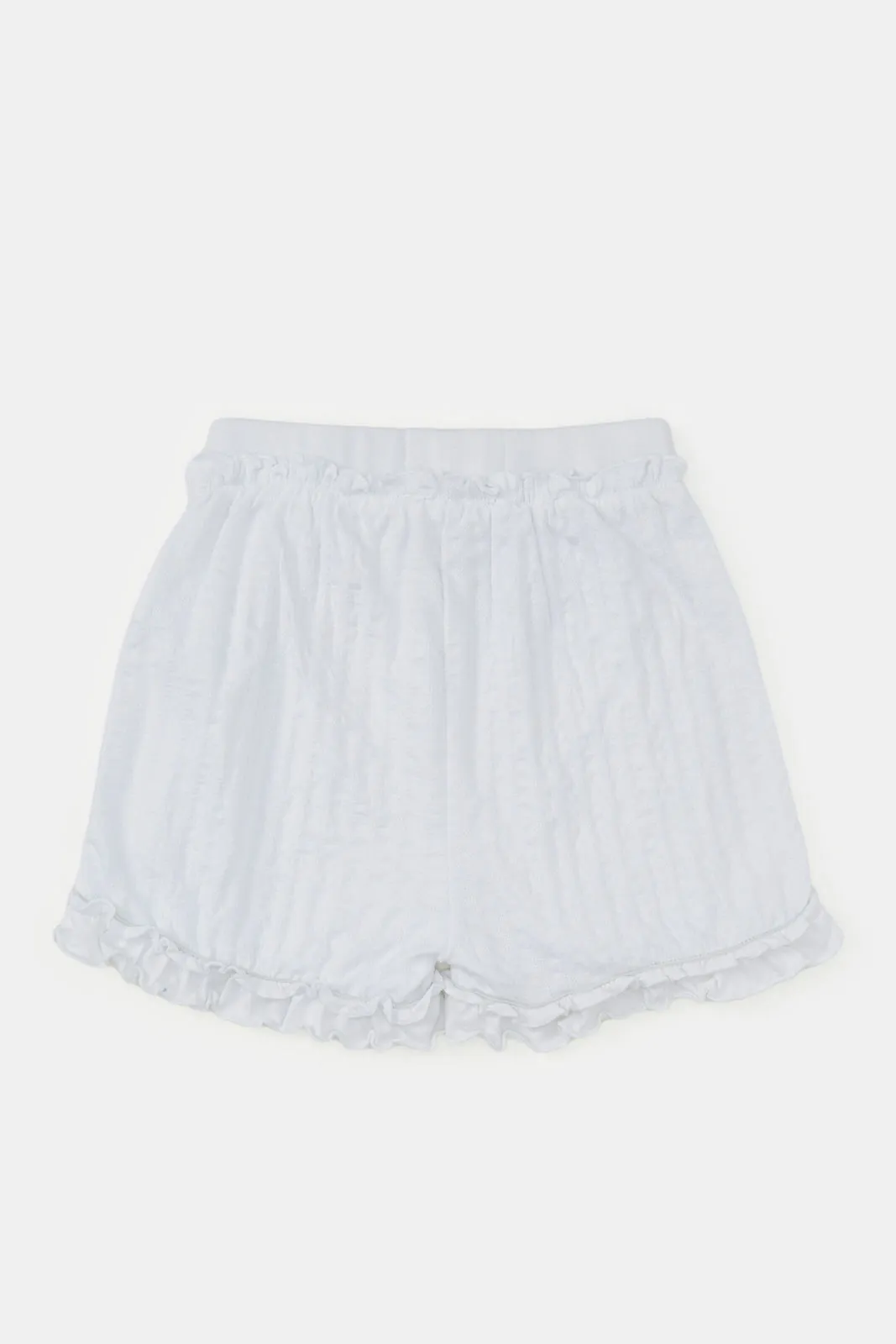 Infant Girls White Jacquard Shorts