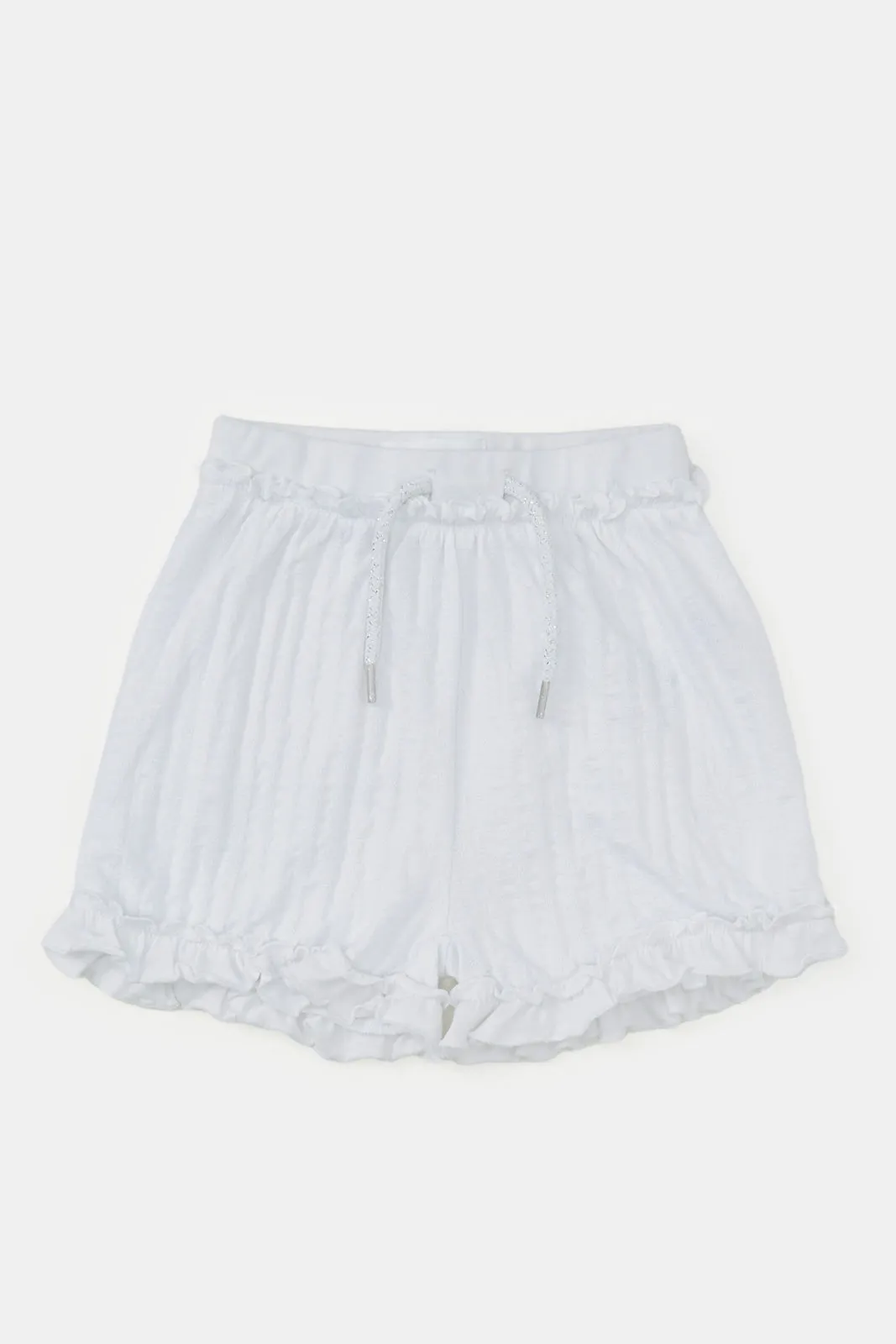 Infant Girls White Jacquard Shorts