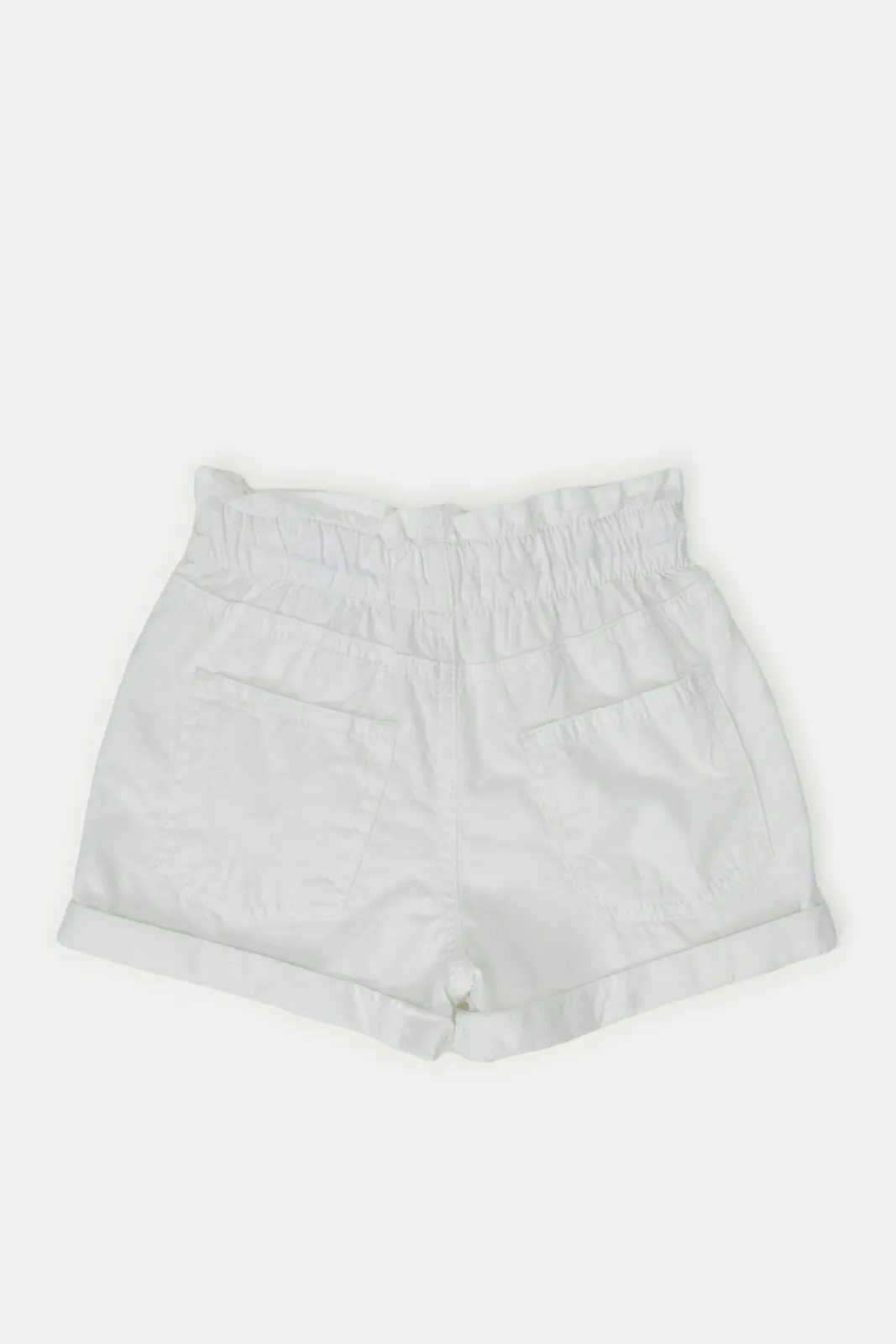 Infant Girls White Paper Bag Denim Shorts