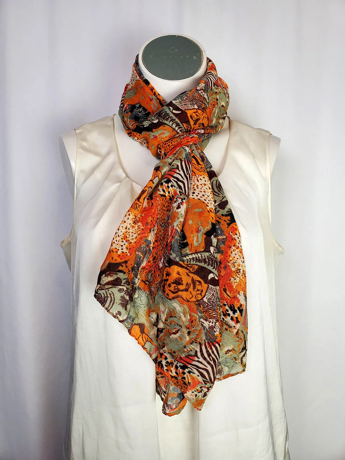 Into Africa Orange & Brown Animal Print Scarf