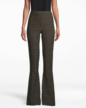 Jagger Plaid Bell Bottom Pant In Olive