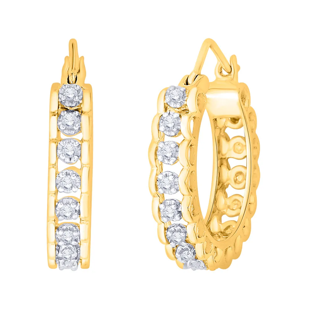 KATARINA 1/4 cttw Prong Set Diamond Hoop Earring