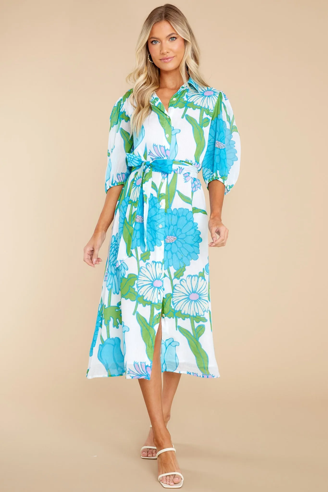 Margot Mod Floral Aqua Dress