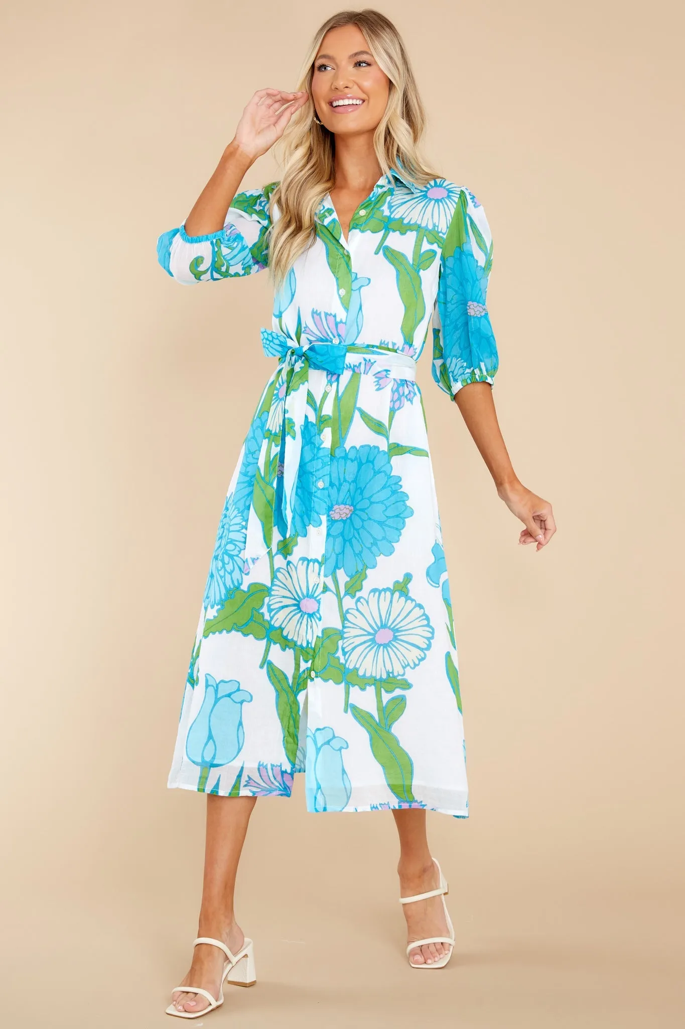 Margot Mod Floral Aqua Dress