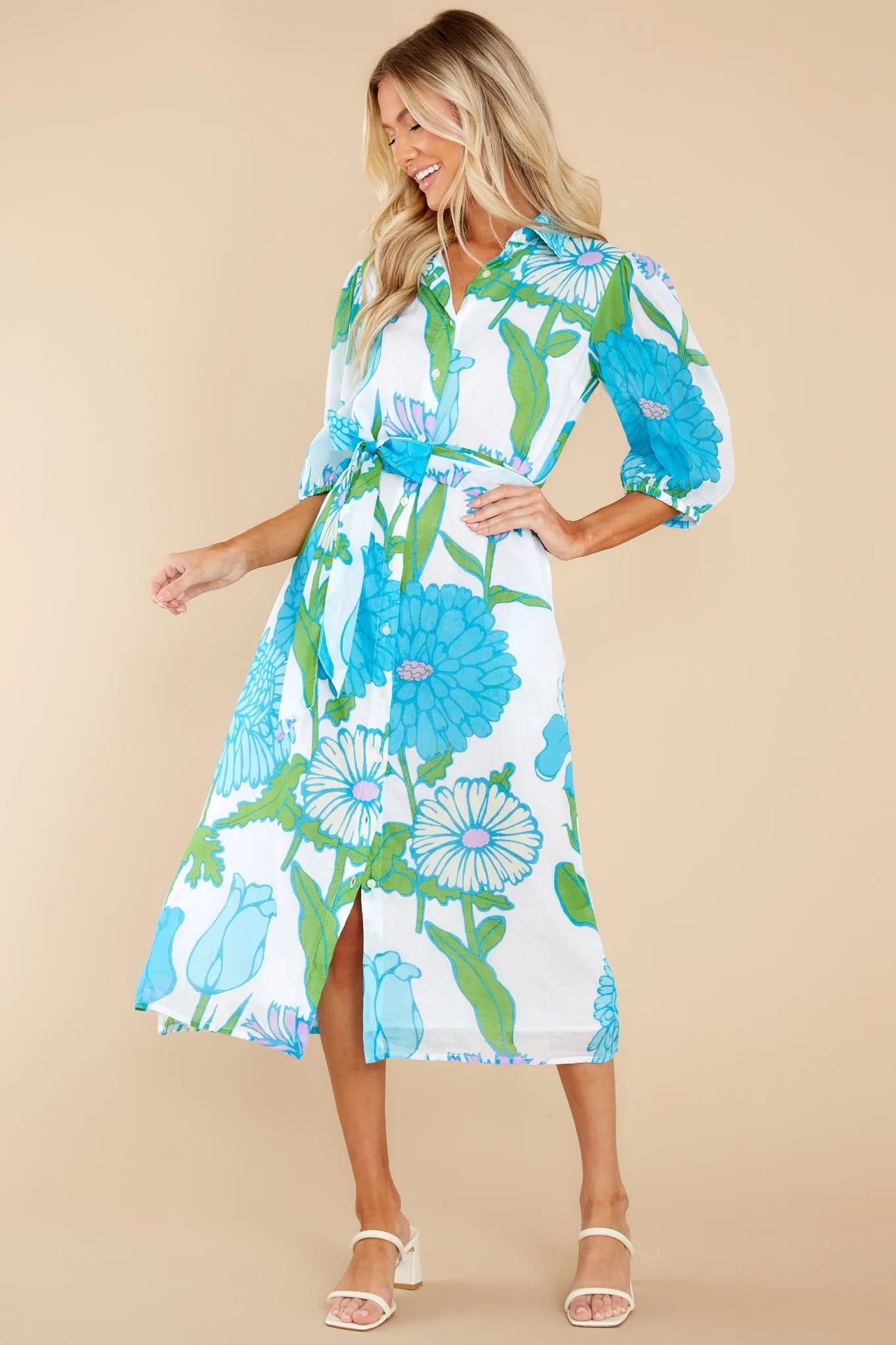 Margot Mod Floral Aqua Dress