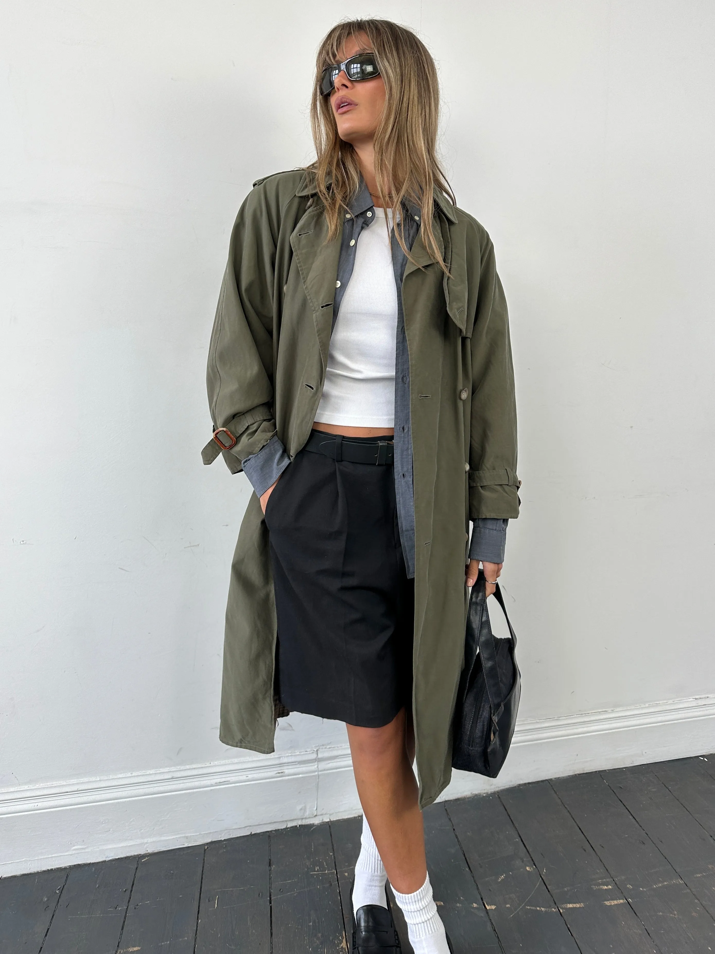 Max Mara Weekend Double Breasted Belted Trench Coat - M