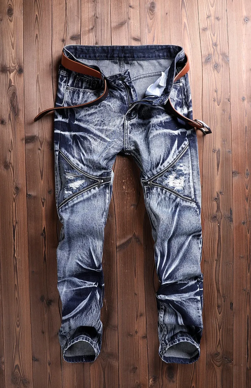 Men Rough Rider Biker Jeans