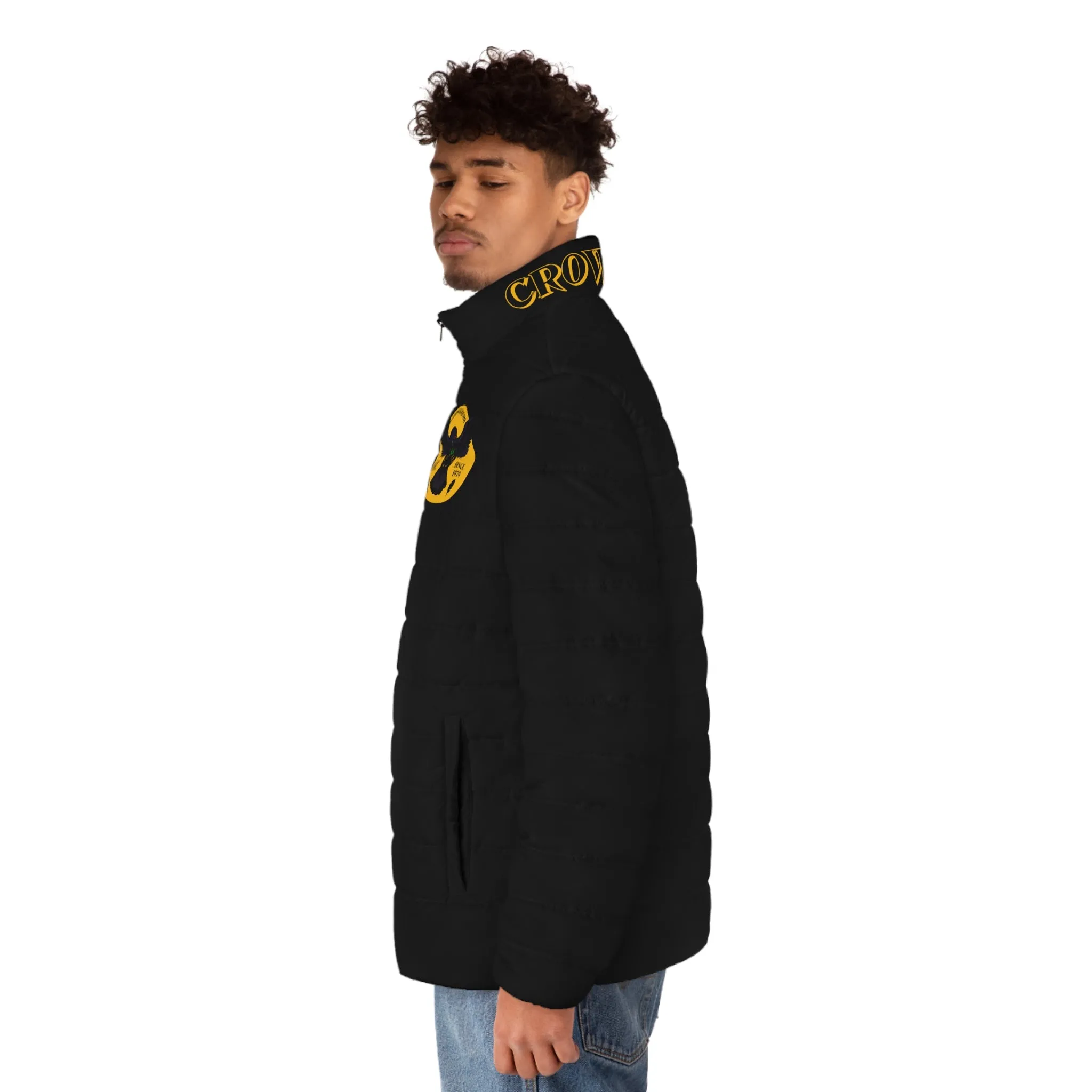 Men's CROWGODSHI 2nd GEN Puffer Jacket, BLACK W/ GOLD LOGO