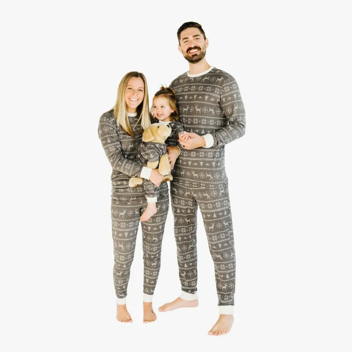 Men’s Jogger Pajama Set - Gray Fair Isle