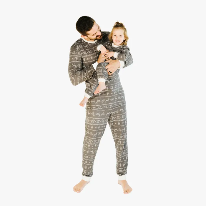 Men’s Jogger Pajama Set - Gray Fair Isle